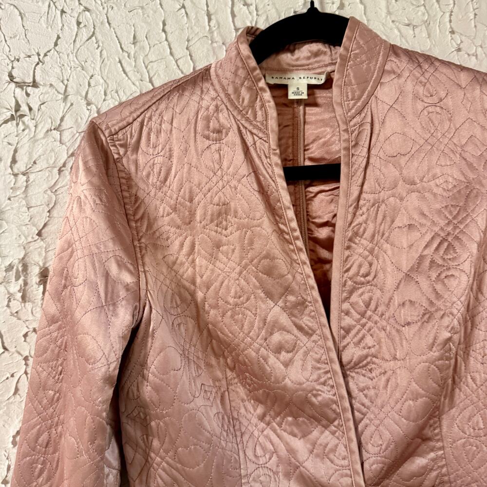 Banana Republic Silk Quilted Jacket Womens Small Blush Pink Lightweight Blazer - Picture 2 of 9